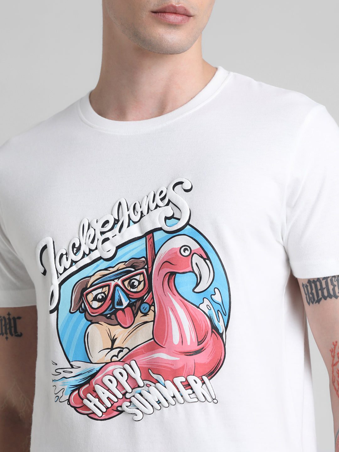 Flamingo Print Cotton T-shirt