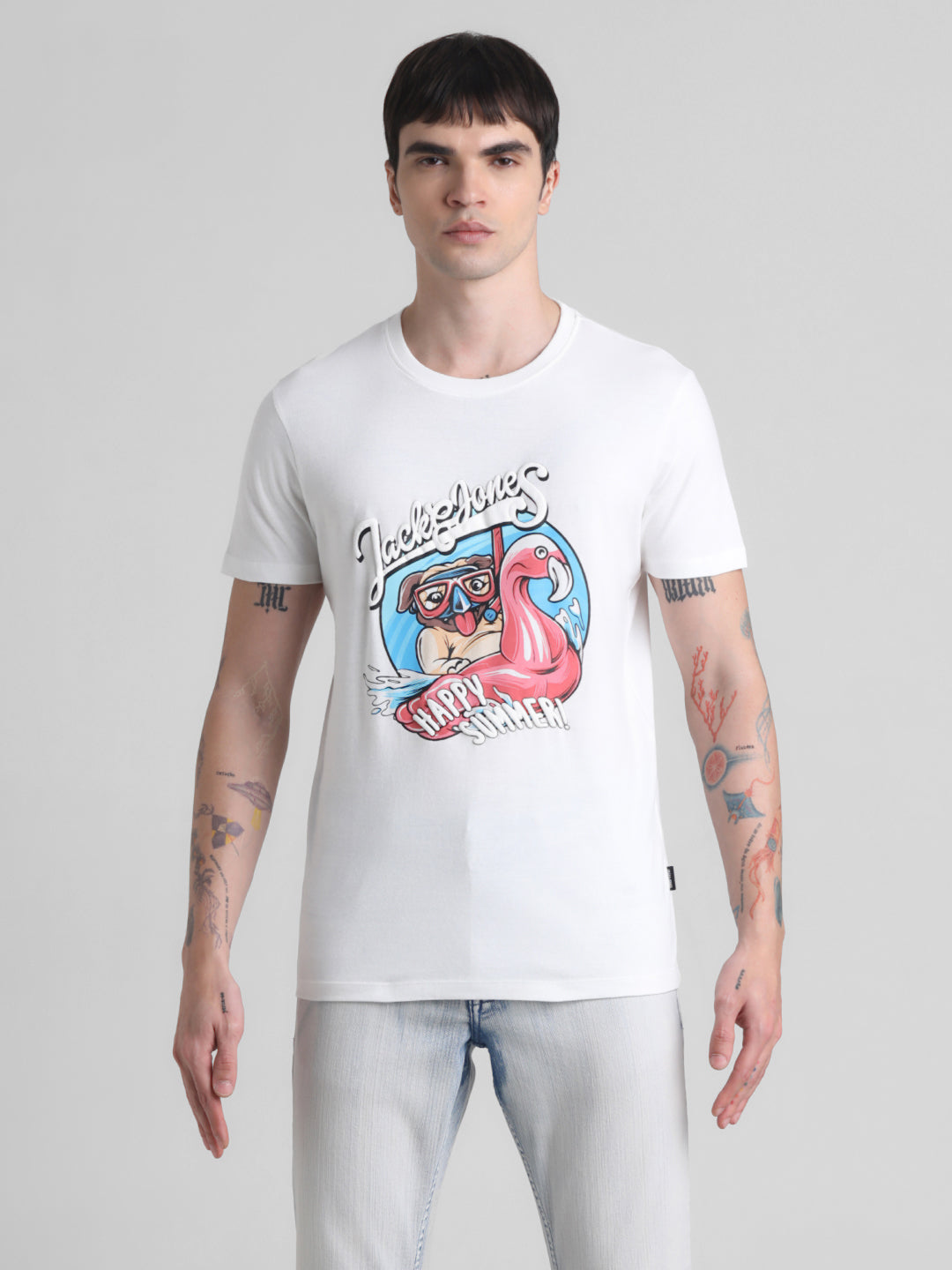 Flamingo Print Cotton T-shirt
