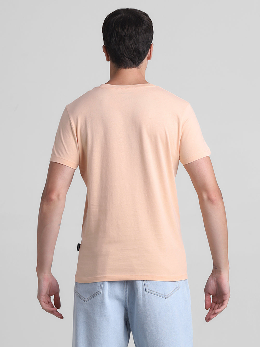 Peach Logo Print Cotton T-shirt