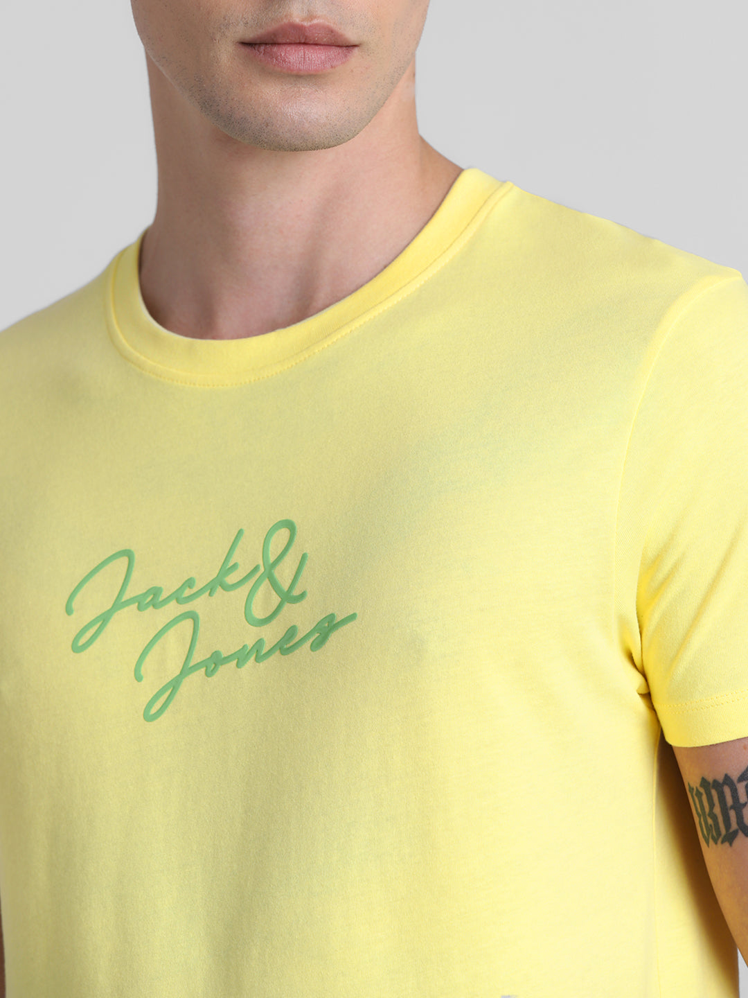Yellow Logo Print Cotton T-shirt
