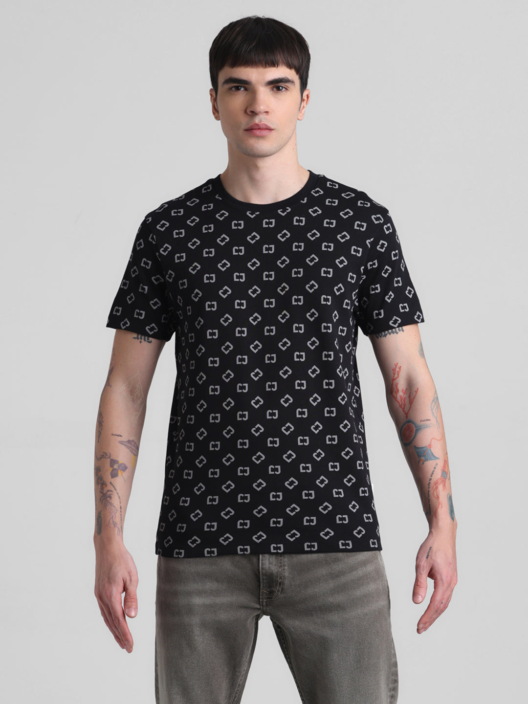 Black Printed Slim Fit T-shirt