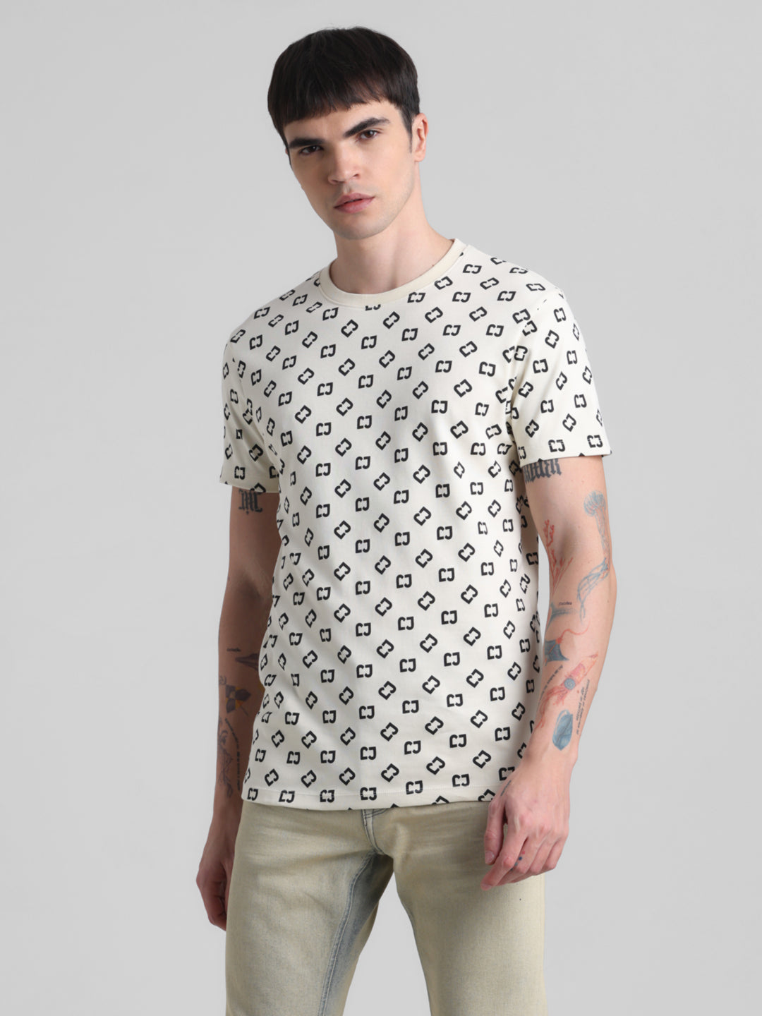 White printed Cotton T-shirt
