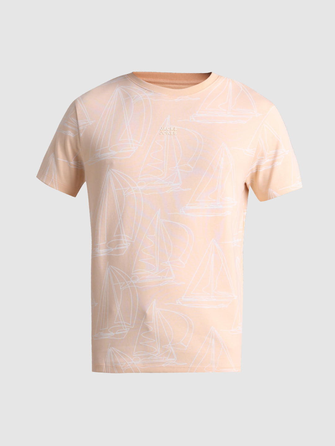 Peach Printed Cotton T-shirt
