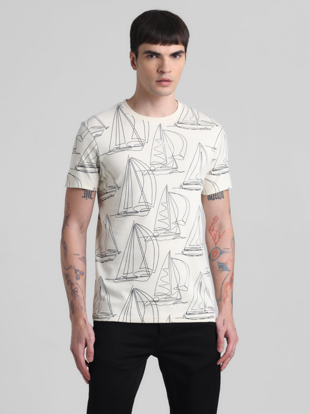 White Printed Cotton T-shirt