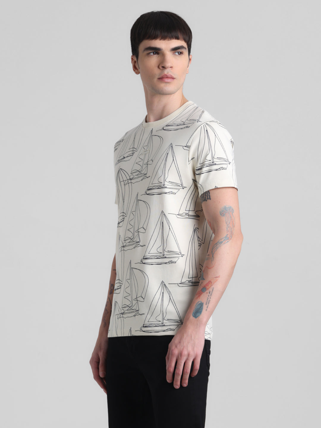 White Printed Cotton T-shirt