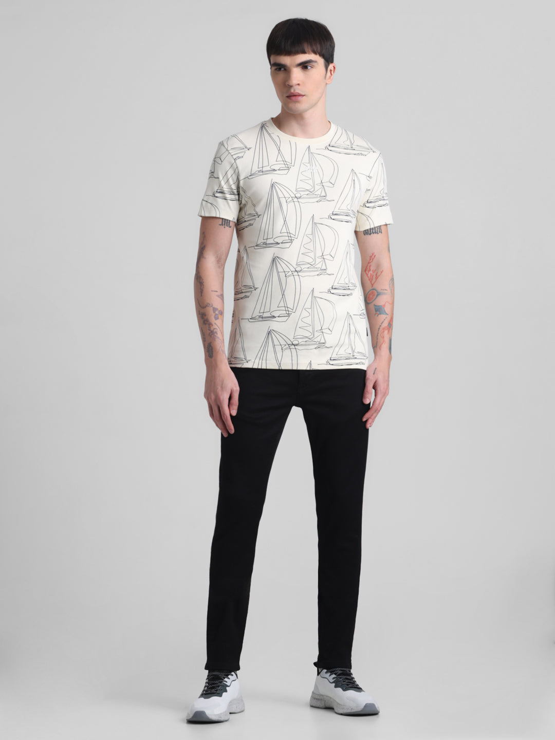 White Printed Cotton T-shirt