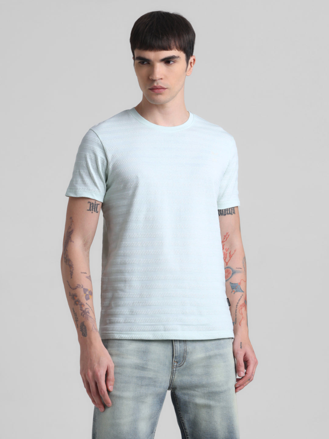 Blue Striped Slim Fit T-shirt