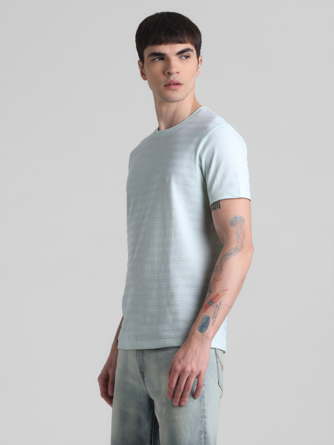 Blue Striped Slim Fit T-shirt