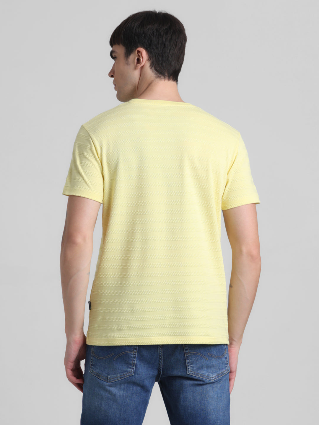Yellow Striped Crew Neck T-shirt
