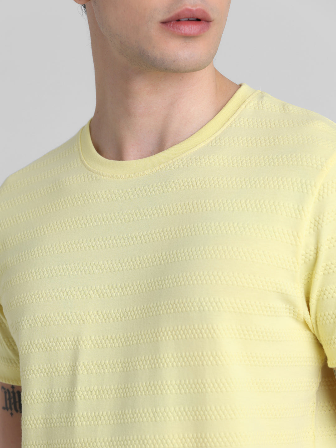 Yellow Striped Crew Neck T-shirt