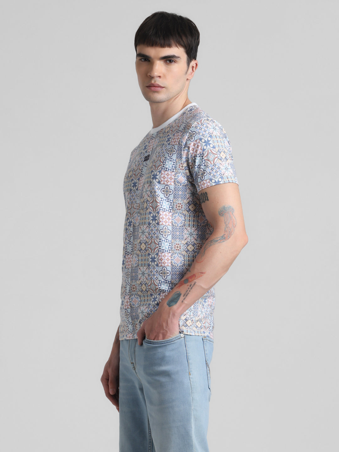 Abstract Tile Printed T-shirt