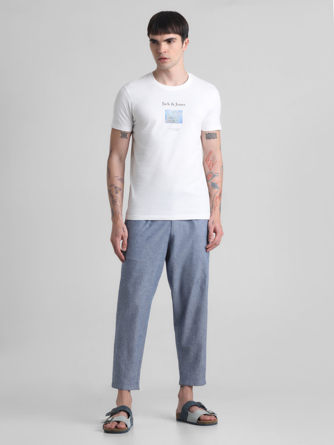 White Logo Print T-shirt
