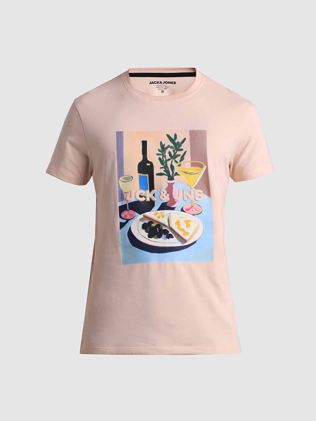 Peach Printed Slim Fit T-shirt