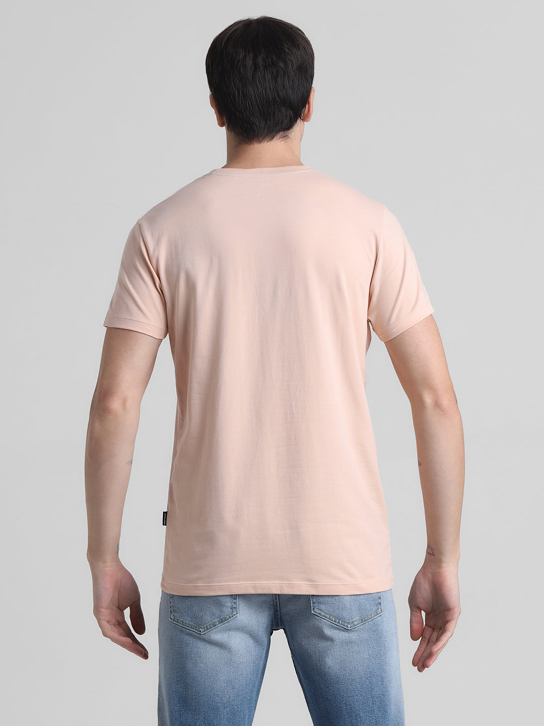 Peach Printed Slim Fit T-shirt