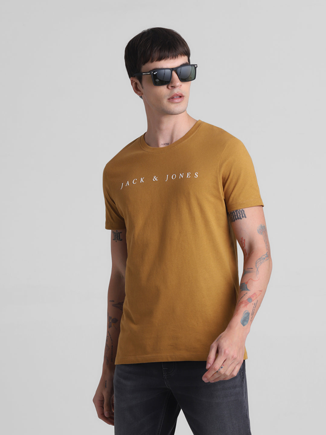 Golden Brown Logo Print T-shirt