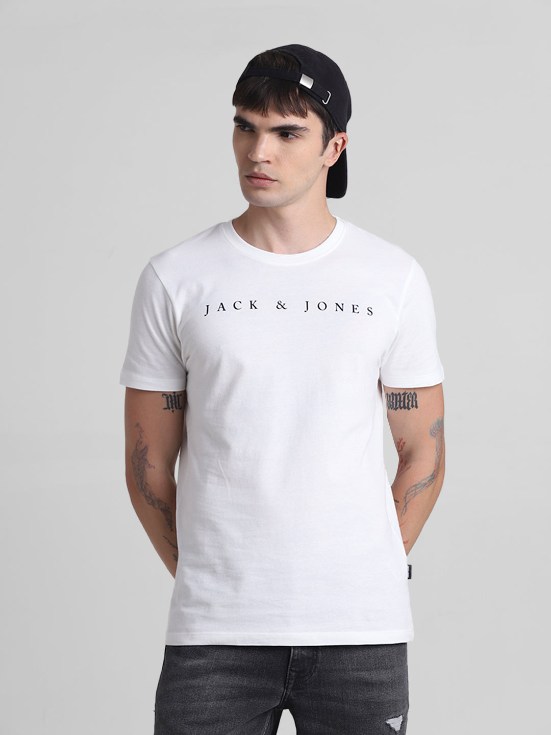 White Logo Print T-shirt