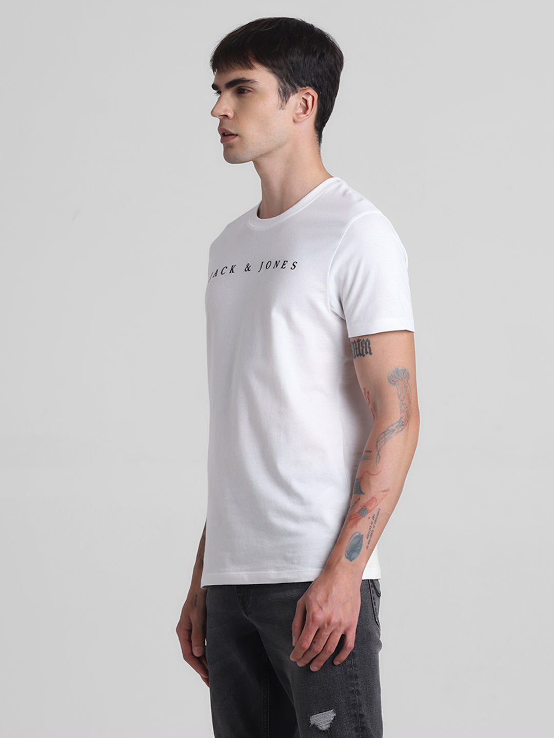 White Logo Print T-shirt