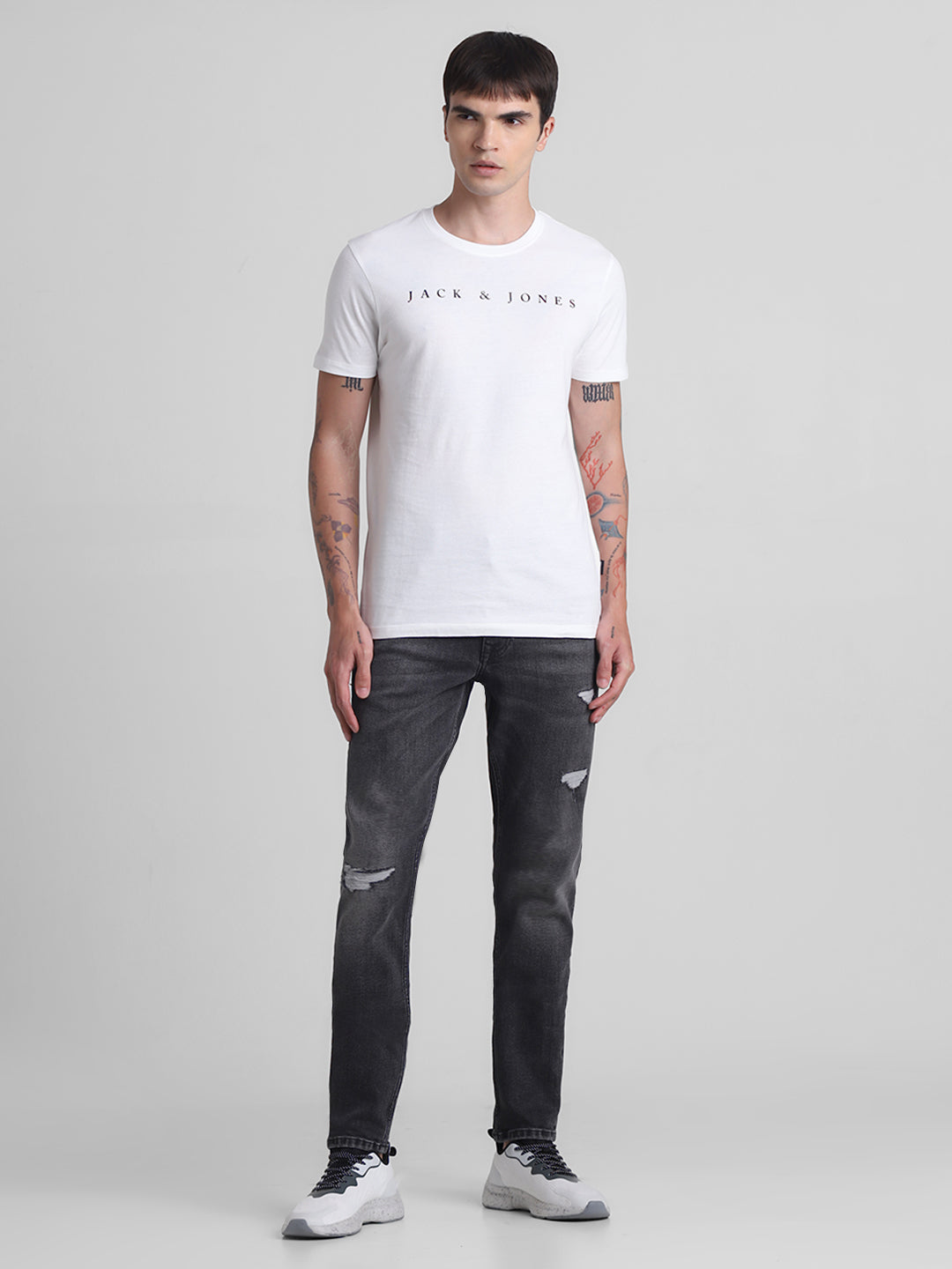 White Logo Print T-shirt