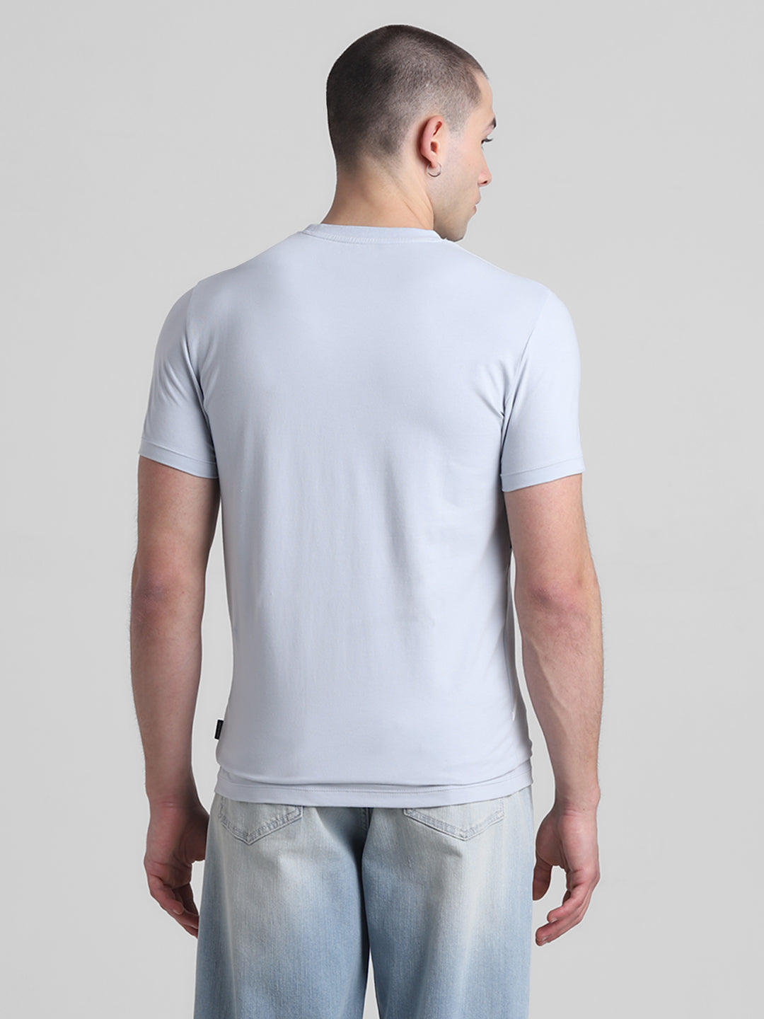 Blue Logo Print Cotton T-shirt