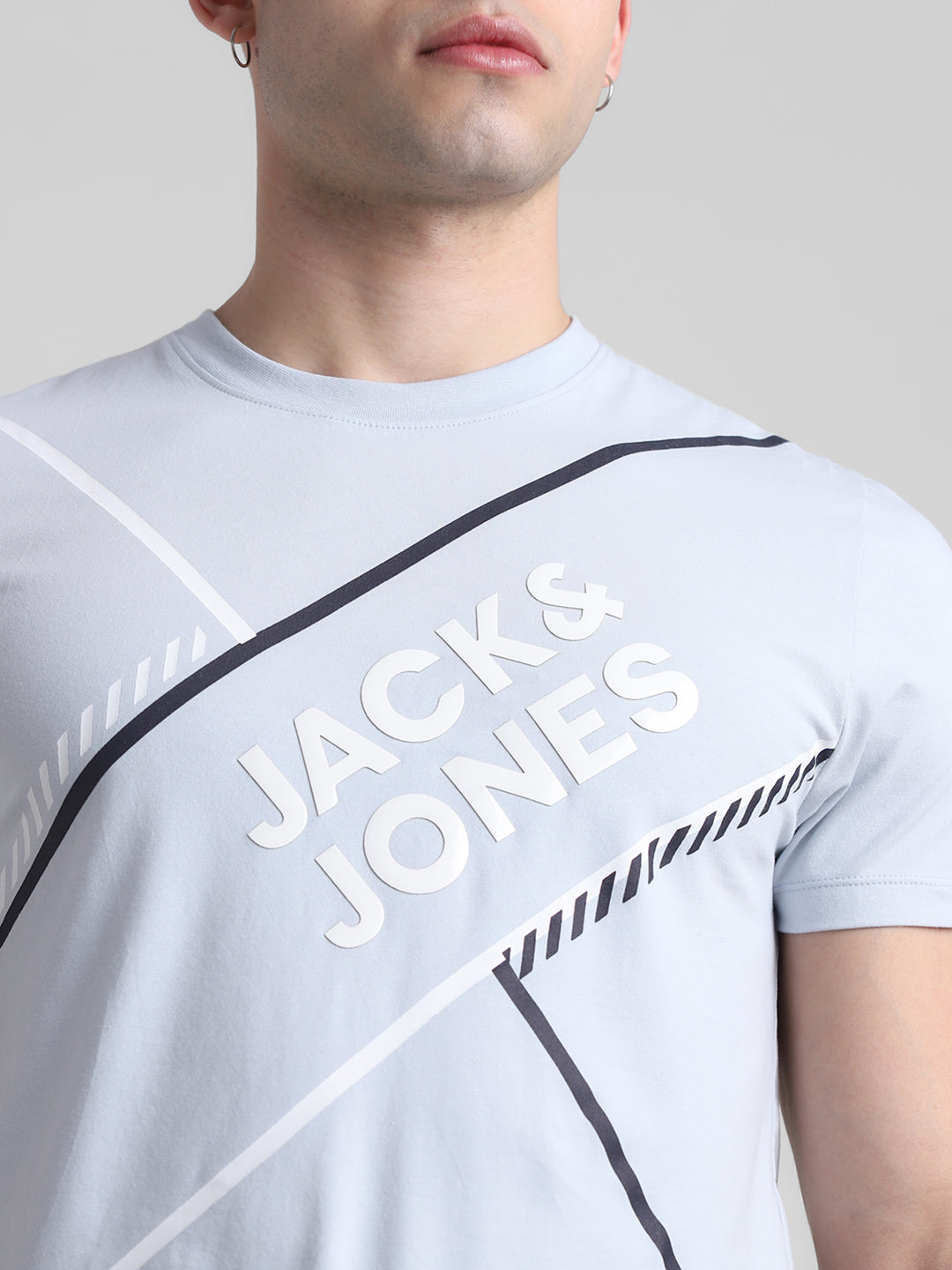 Blue Logo Print Cotton T-shirt