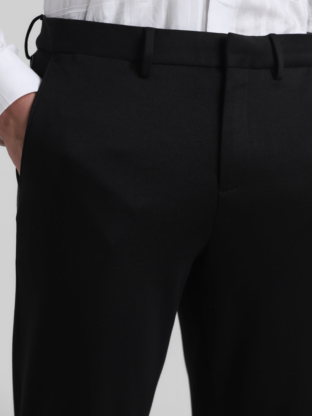 Black Knitted Slim Fit Trousers