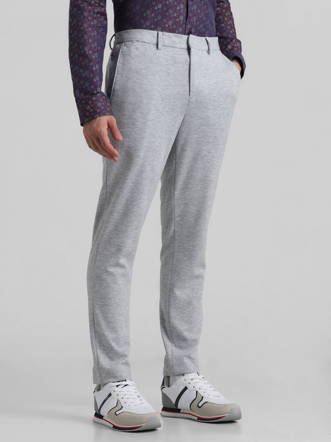 Grey Knitted Slim Fit Trousers