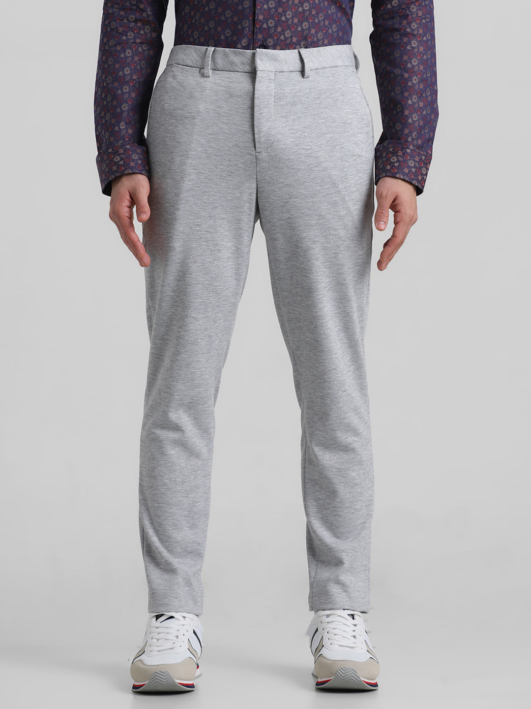 Grey Knitted Slim Fit Trousers