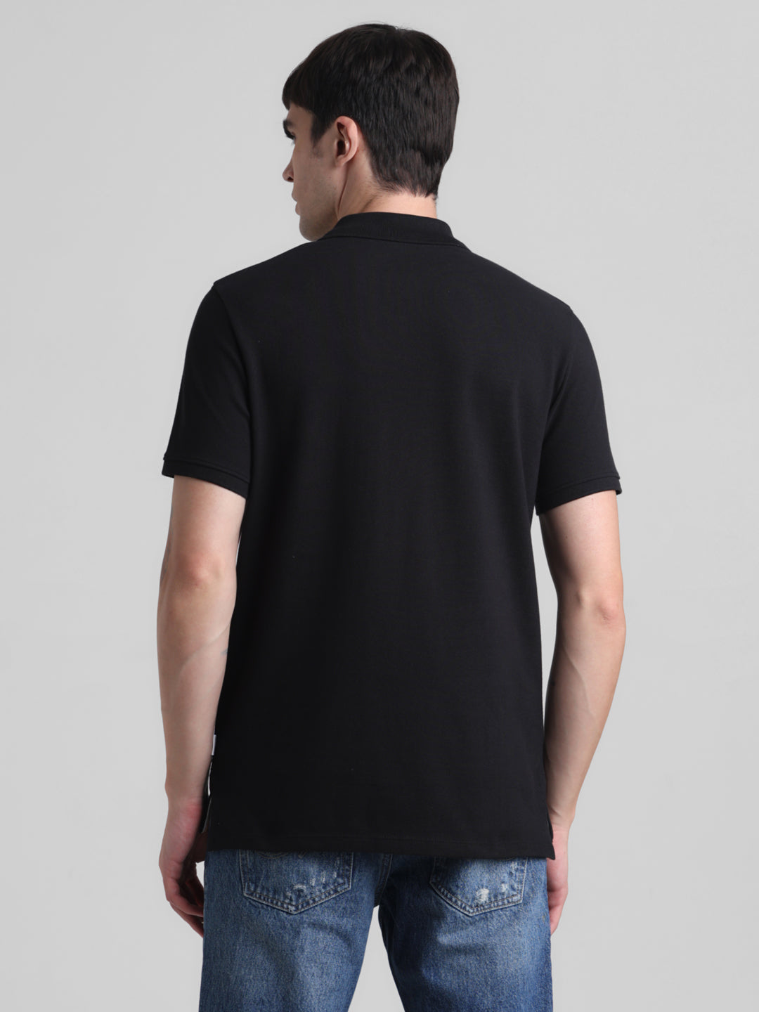 Black Appliqué Patchwork Polo