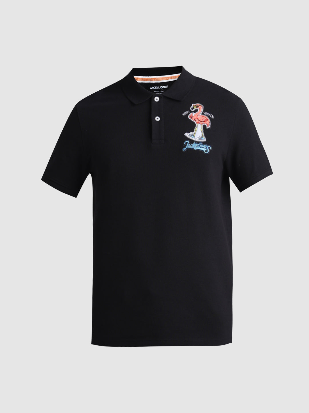 Black Appliqué Patchwork Polo