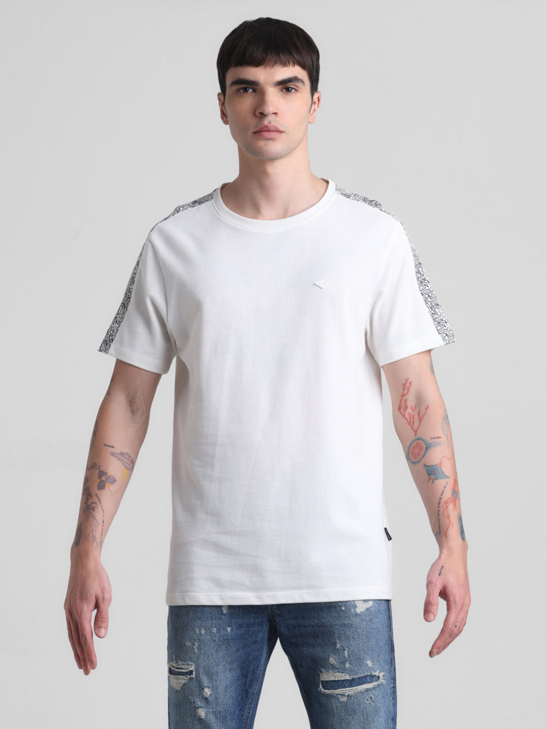 Black Contrast Tape T-shirt