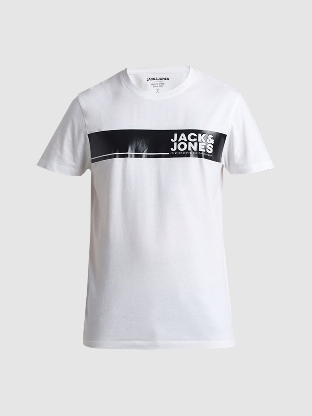 White Chest Print Cotton T-shirt