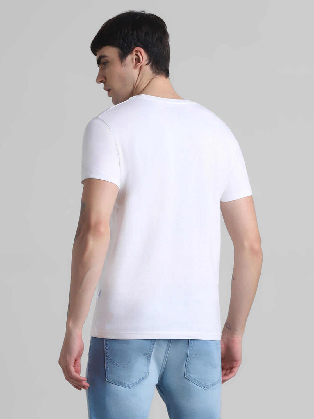White Logo Print Cotton T-shirt