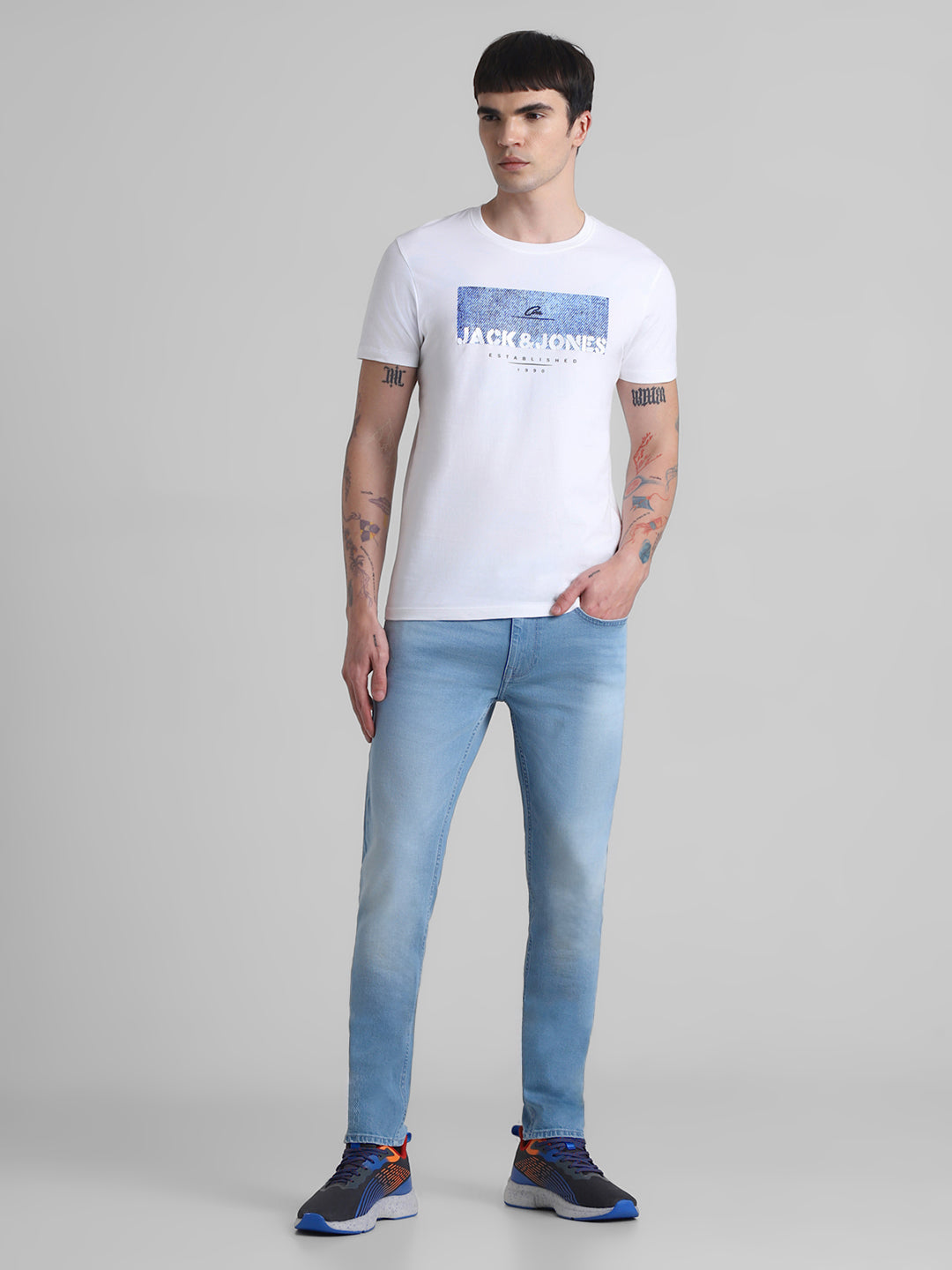 White Logo Print Cotton T-shirt