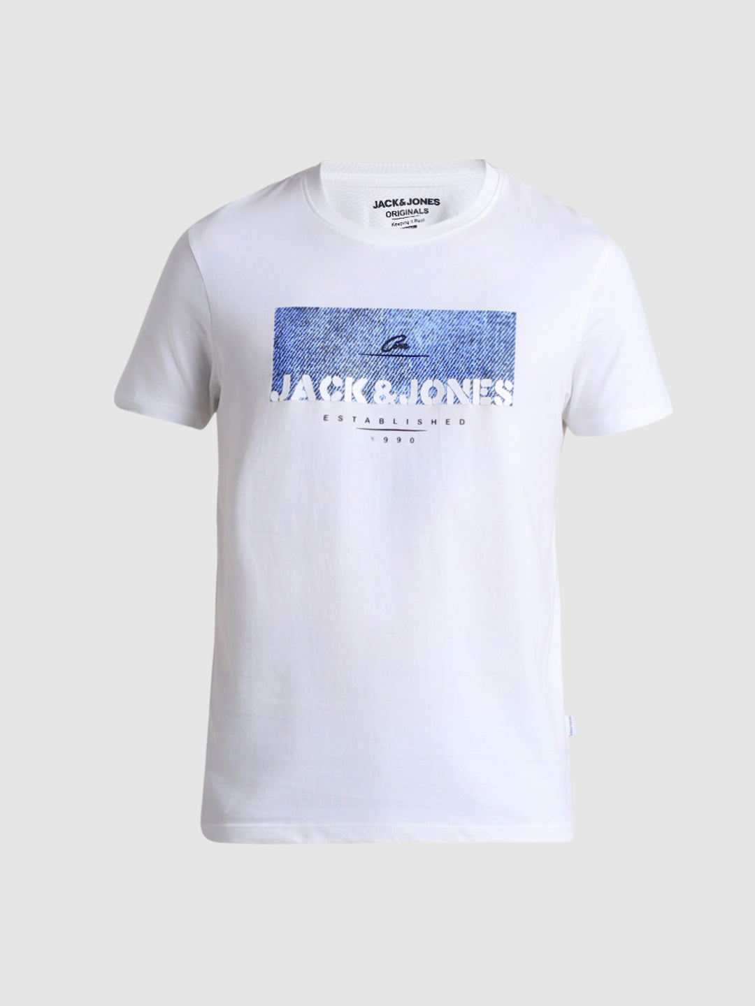 White Logo Print Cotton T-shirt
