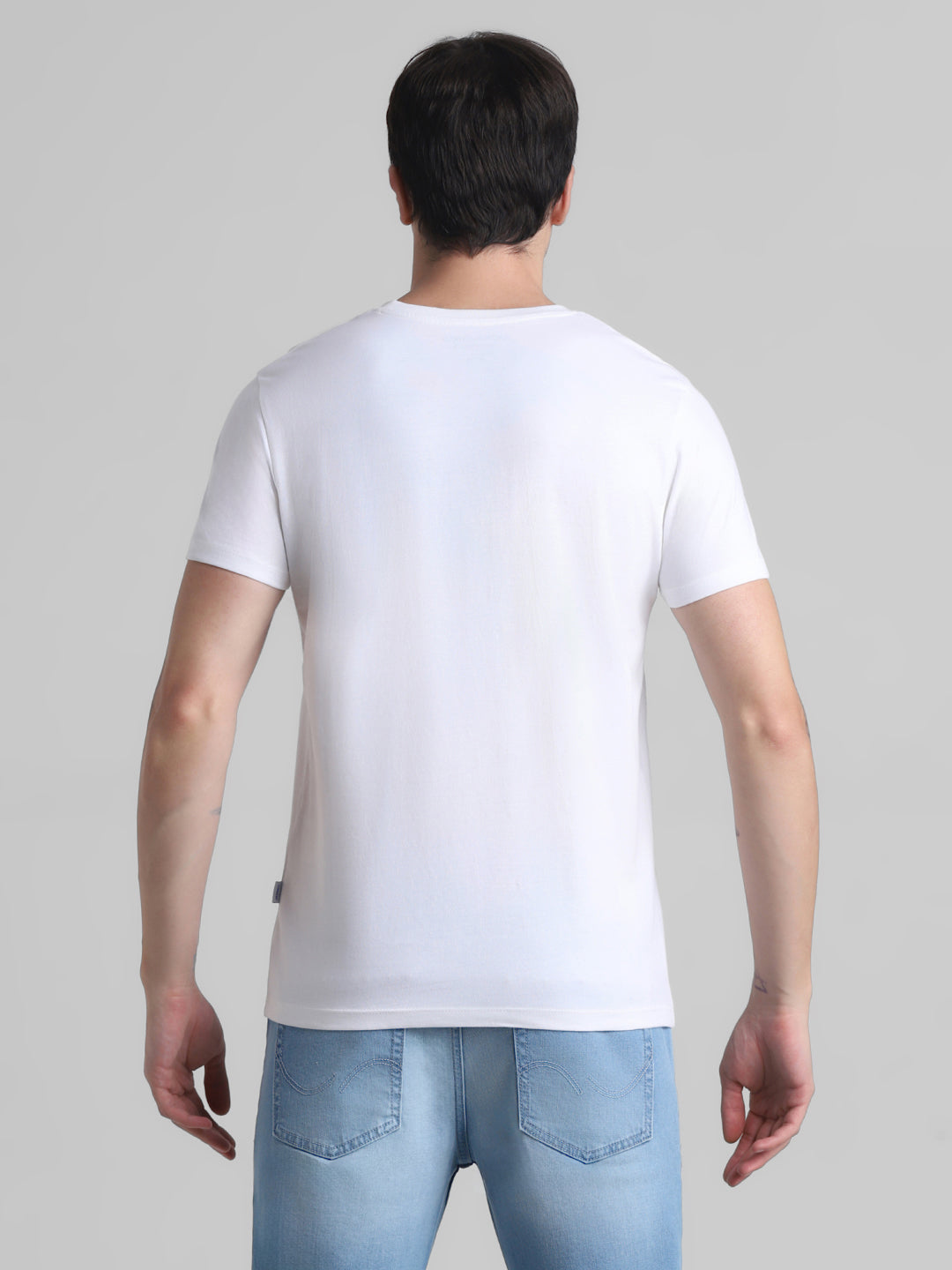 White Logo Print Cotton T-shirt
