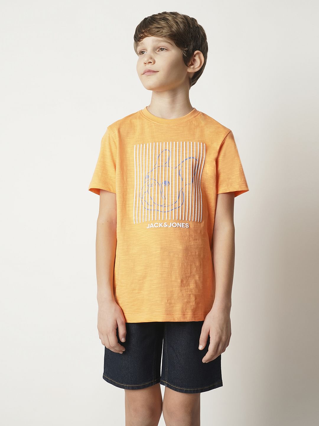 Boys Orange Frenchie Print T-shirt