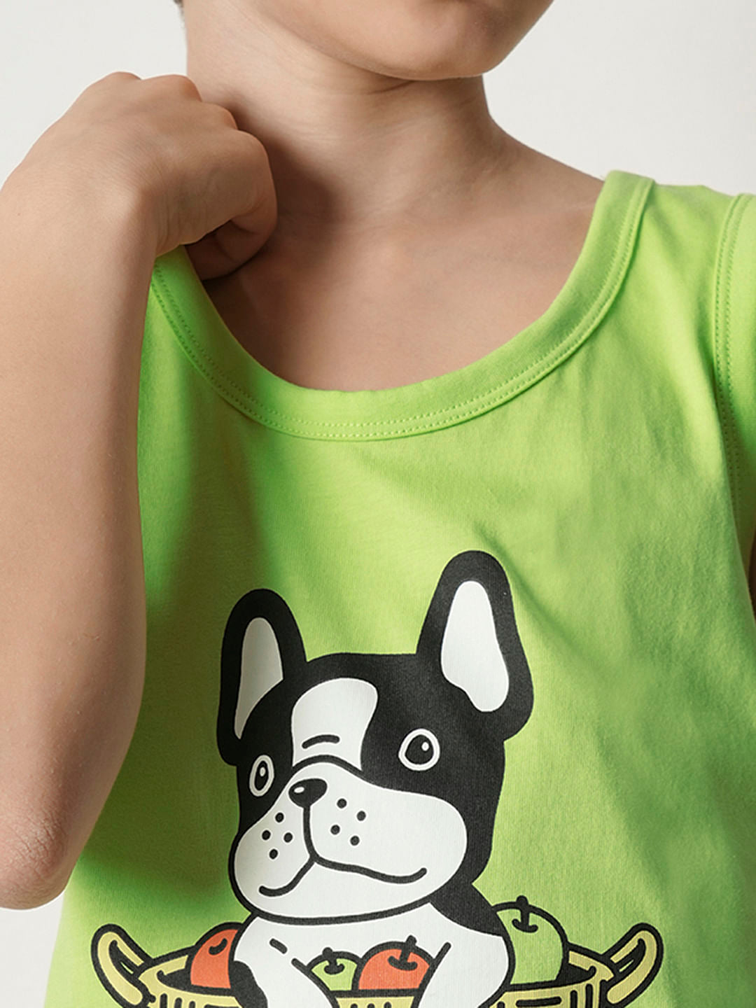 Boys Green Graphic Print T-shirt Vest