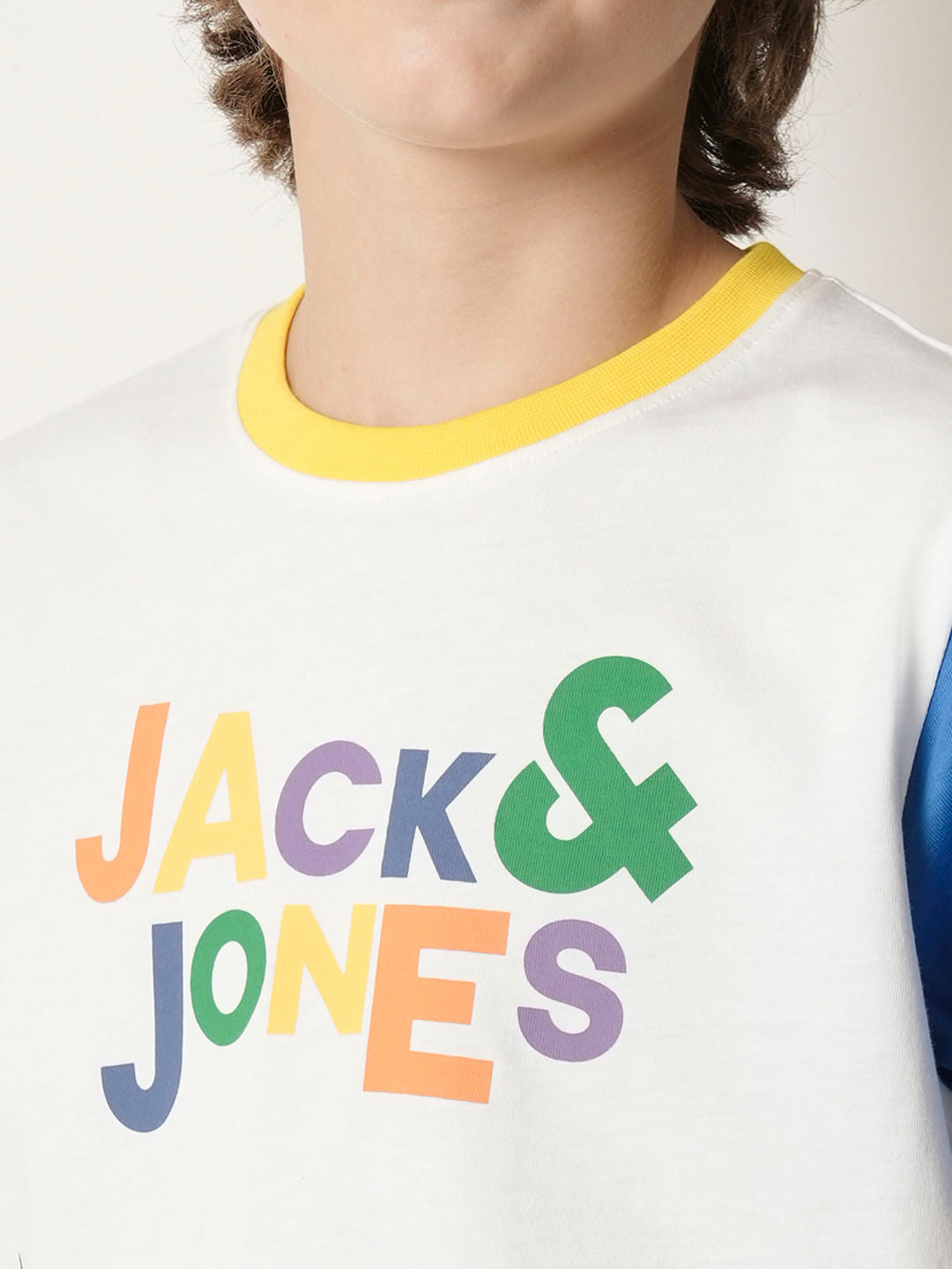 Boys White Colourblocked Print T-shirt