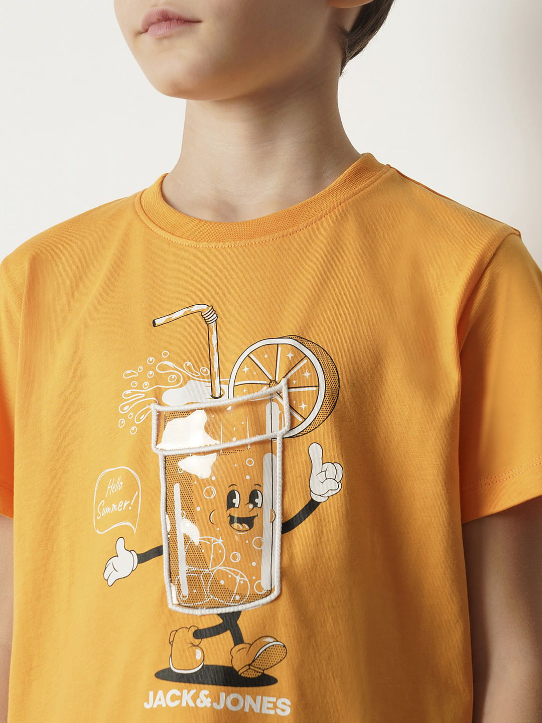 Boys Orange Graphic Print T-shirt