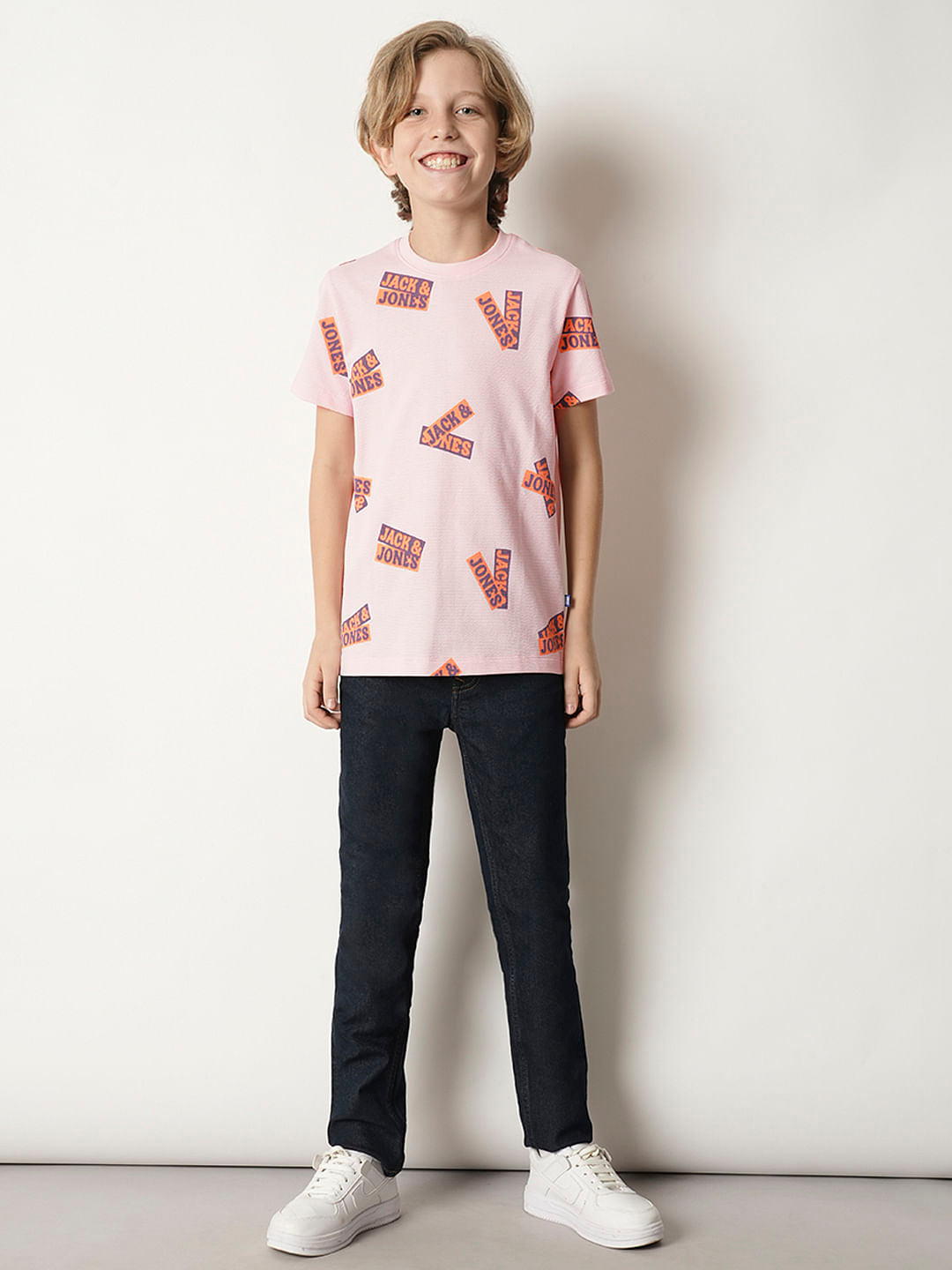 Boys Pink Logo Print T-shirt