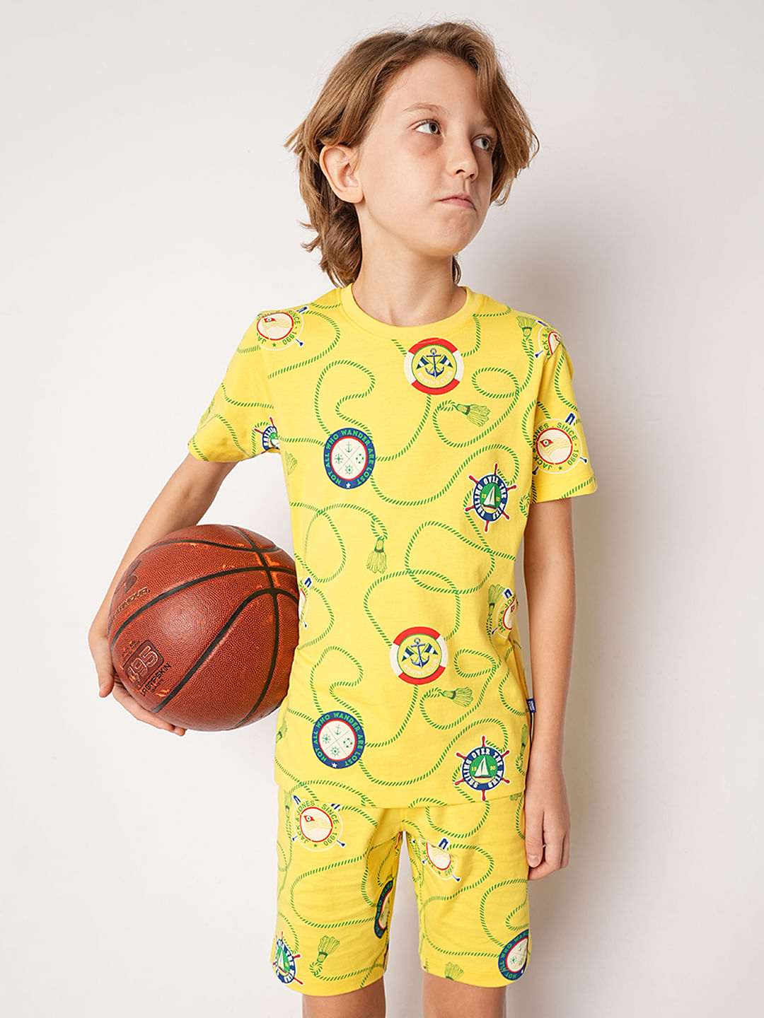 Yellow Badges Print Co-ord Set T-shirt