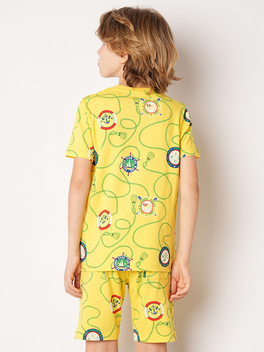 Yellow Badges Print Co-ord Set T-shirt
