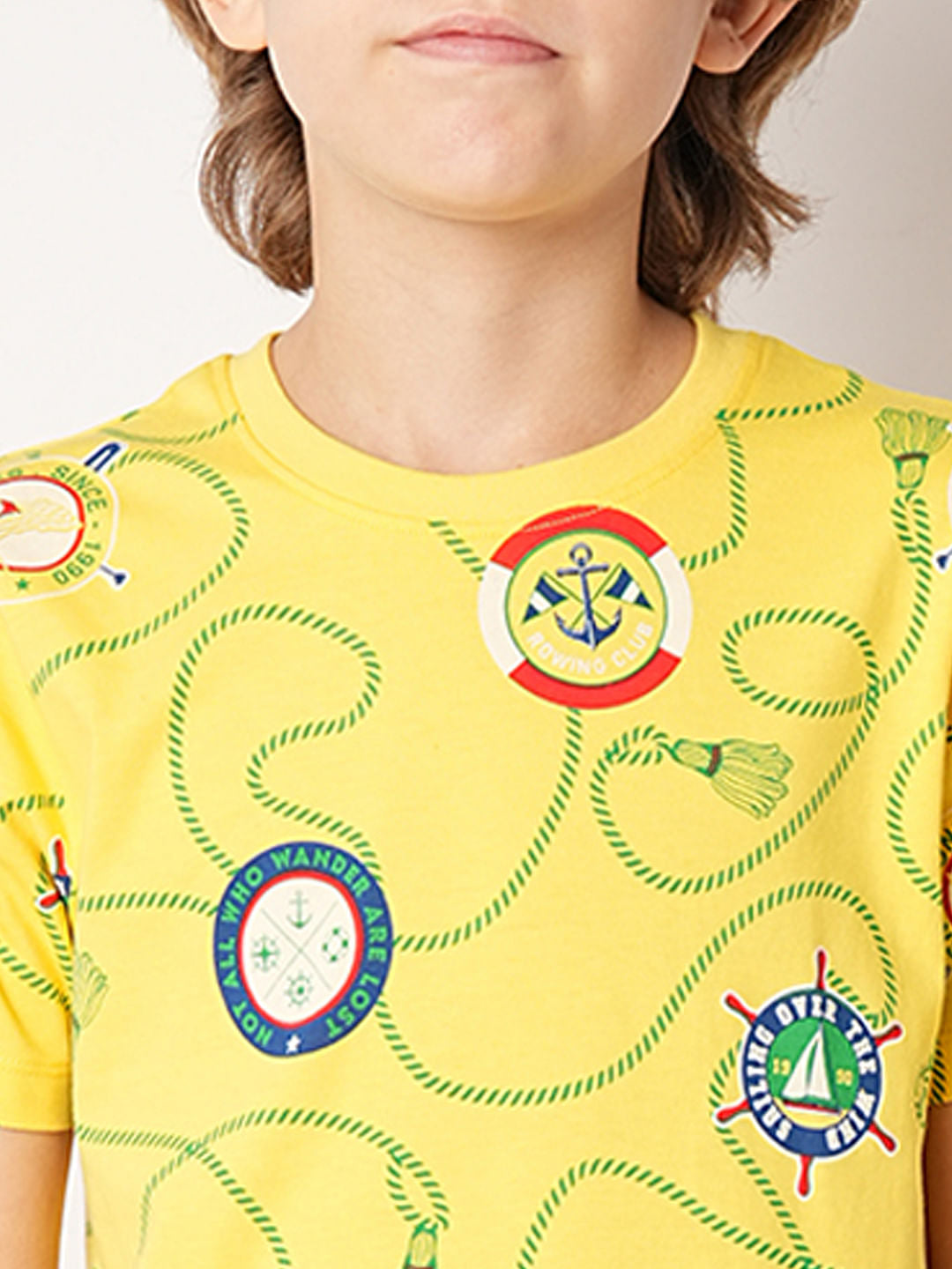 Yellow Badges Print Co-ord Set T-shirt