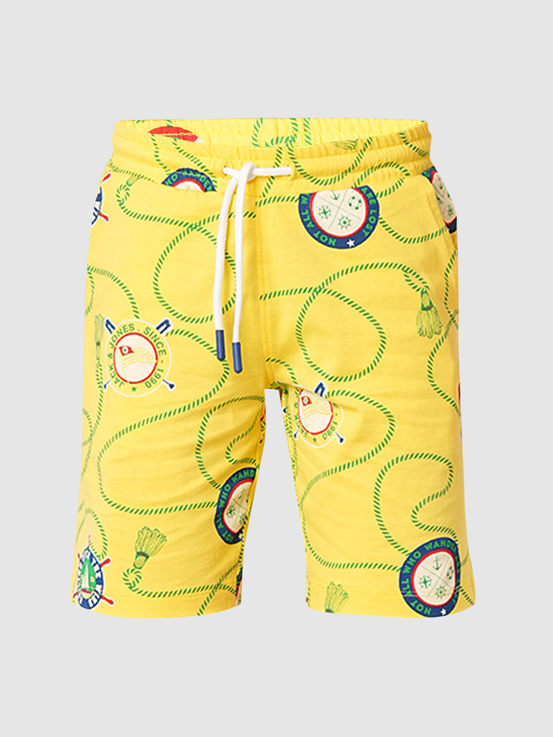 Yellow Badges Print Co-ord Set Shorts
