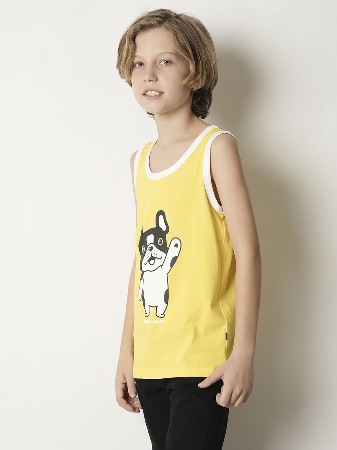 Boys Yellow Sleeveless T-shirt