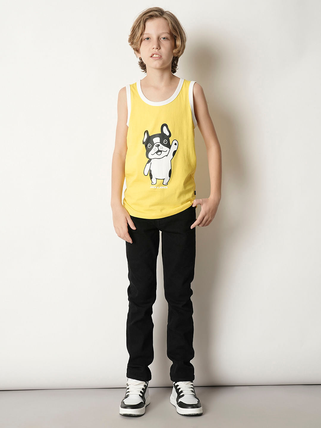 Boys Yellow Sleeveless T-shirt