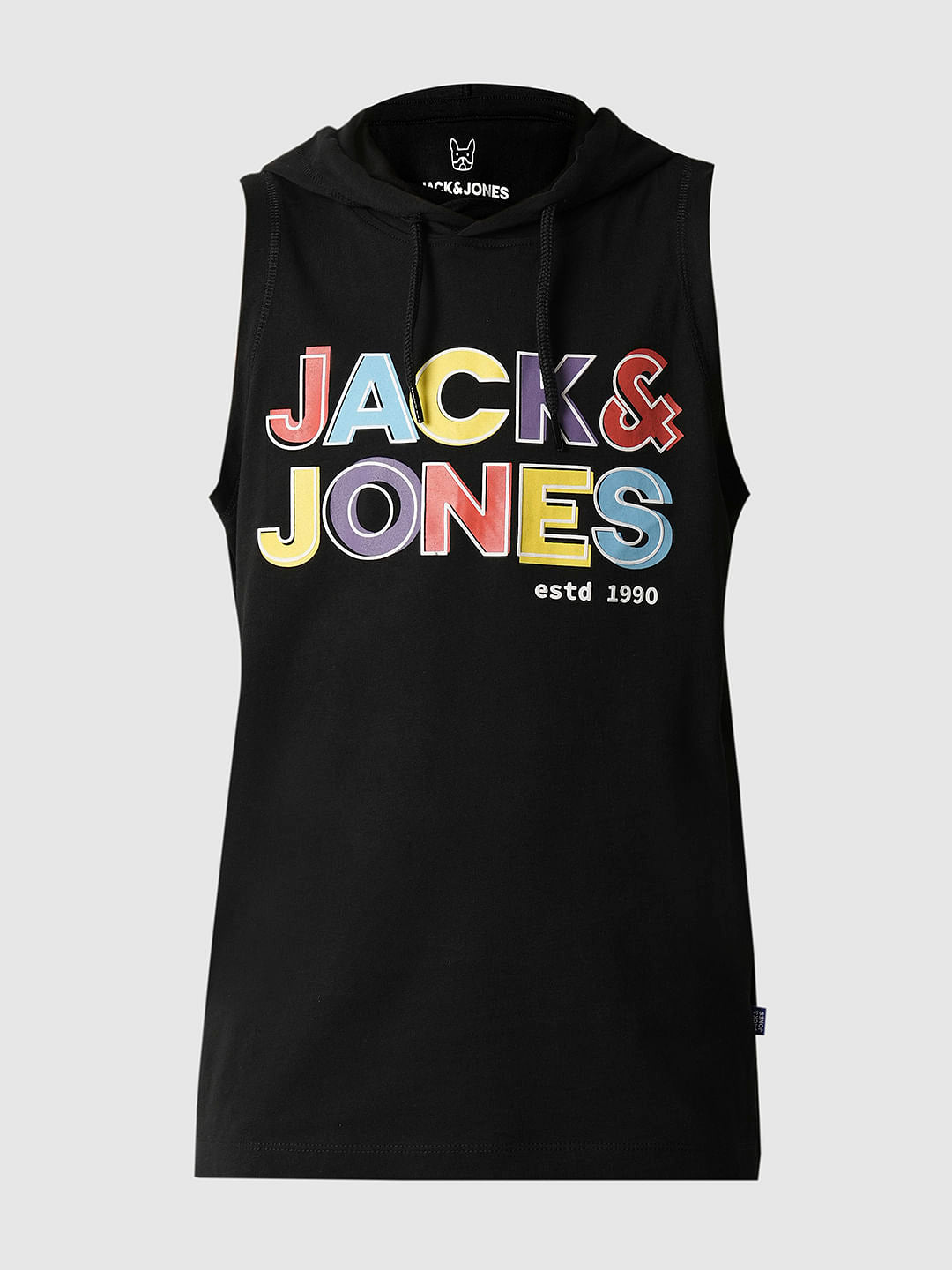 Boys Black Logo Print Hooded T-shirt