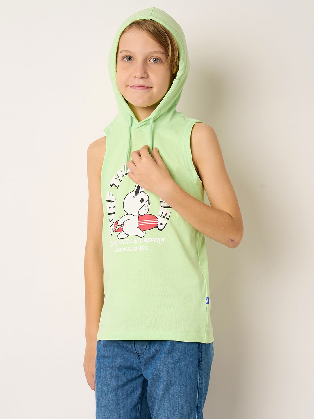 Boys Green Hooded T-shirt