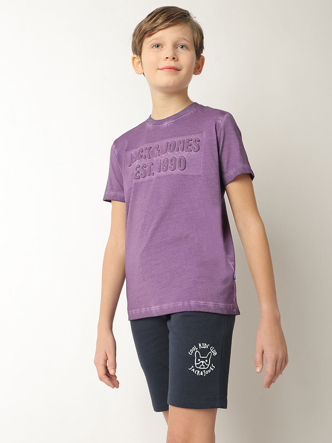 Boys Purple Logo Print T-shirt