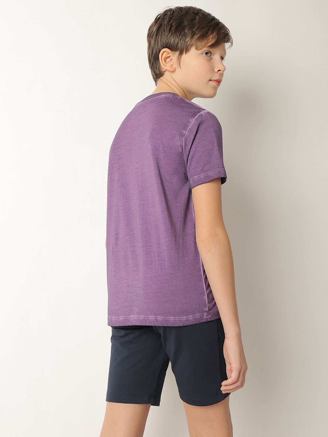 Boys Purple Logo Print T-shirt